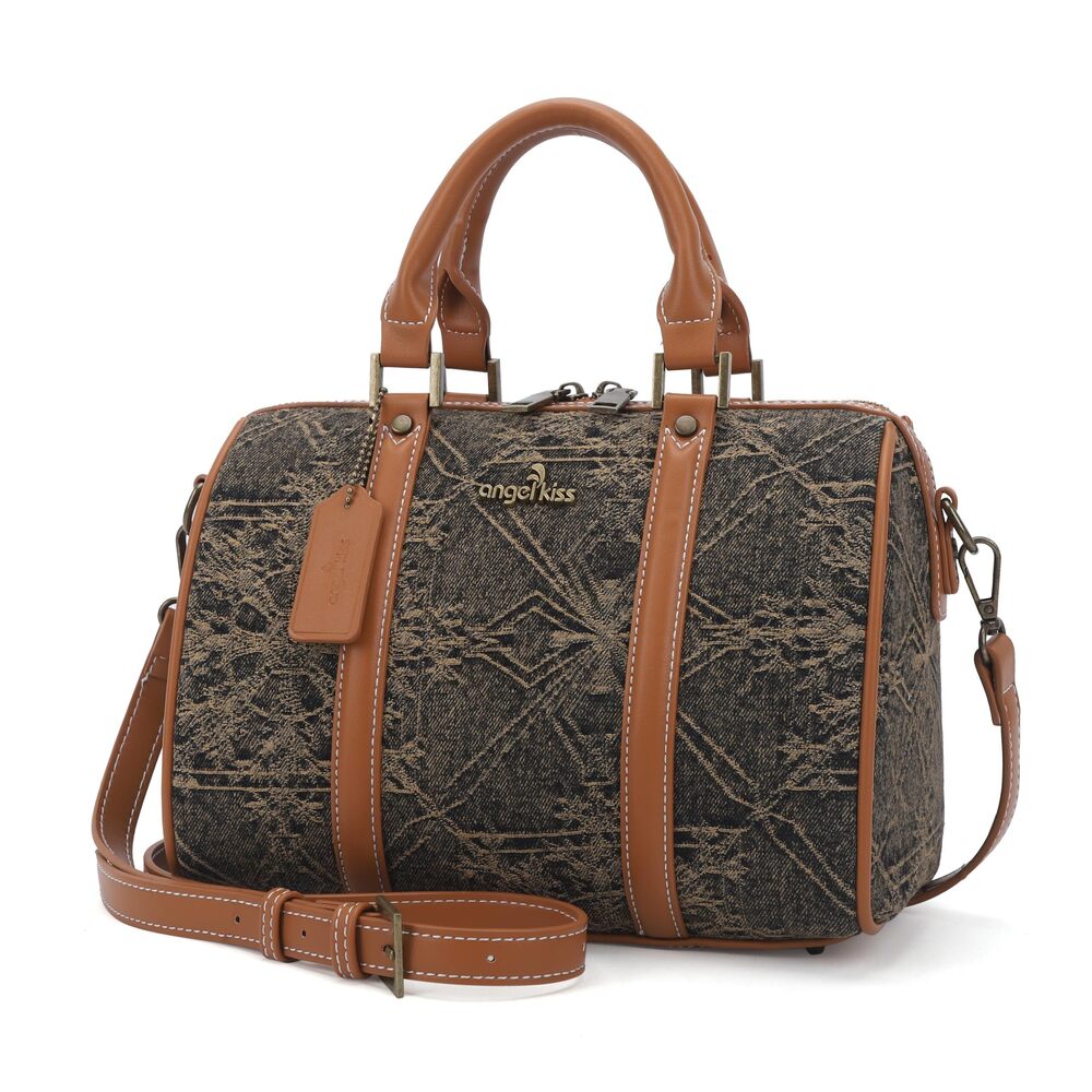 1445 Satchel Purses and Handbags Vegan Leather Boston Barrel Bag Top Handle